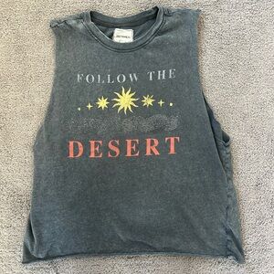 Modish Rebel “Follow The Desert” Acid Wash Muscle Tee Boho Western Graphic | M